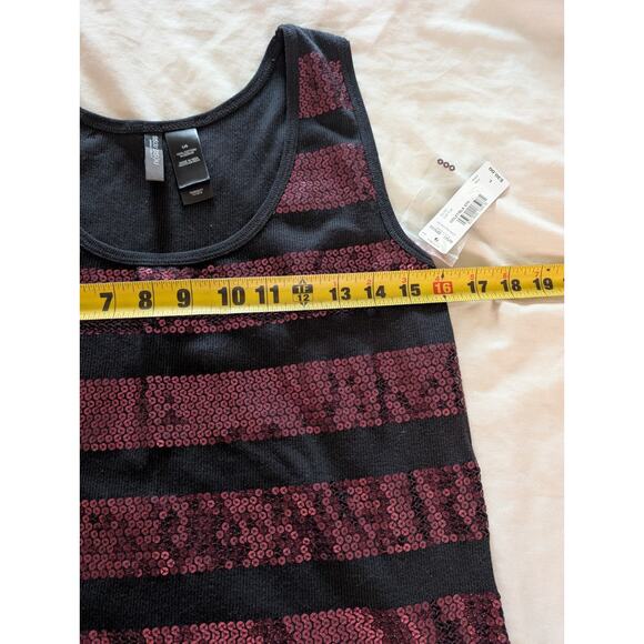 Bisou Bisou Black & Violet Sequin Tank Top L NWT Glam Party Y2K Clubwear - Picture 6 of 7